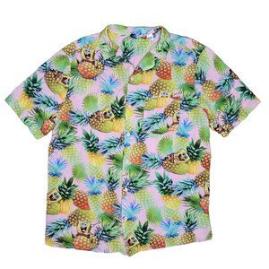 Divide Hawaiian spongebob pineapple button up tropical tee shirt size medium
